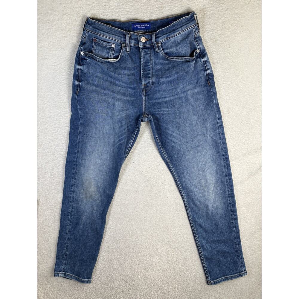 Scotch & Soda Dean Jeans Mens 30x32 Blue Turkey Made 5 Pocket Whiskered